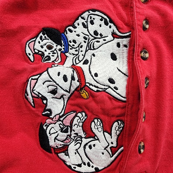 101 Dalmatians SIZE XL Embroidered  Shirt Red Henley Disney Mickey Inc VINTAGE - Picture 8 of 12